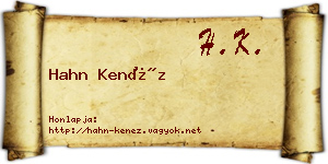 Hahn Kenéz névjegykártya